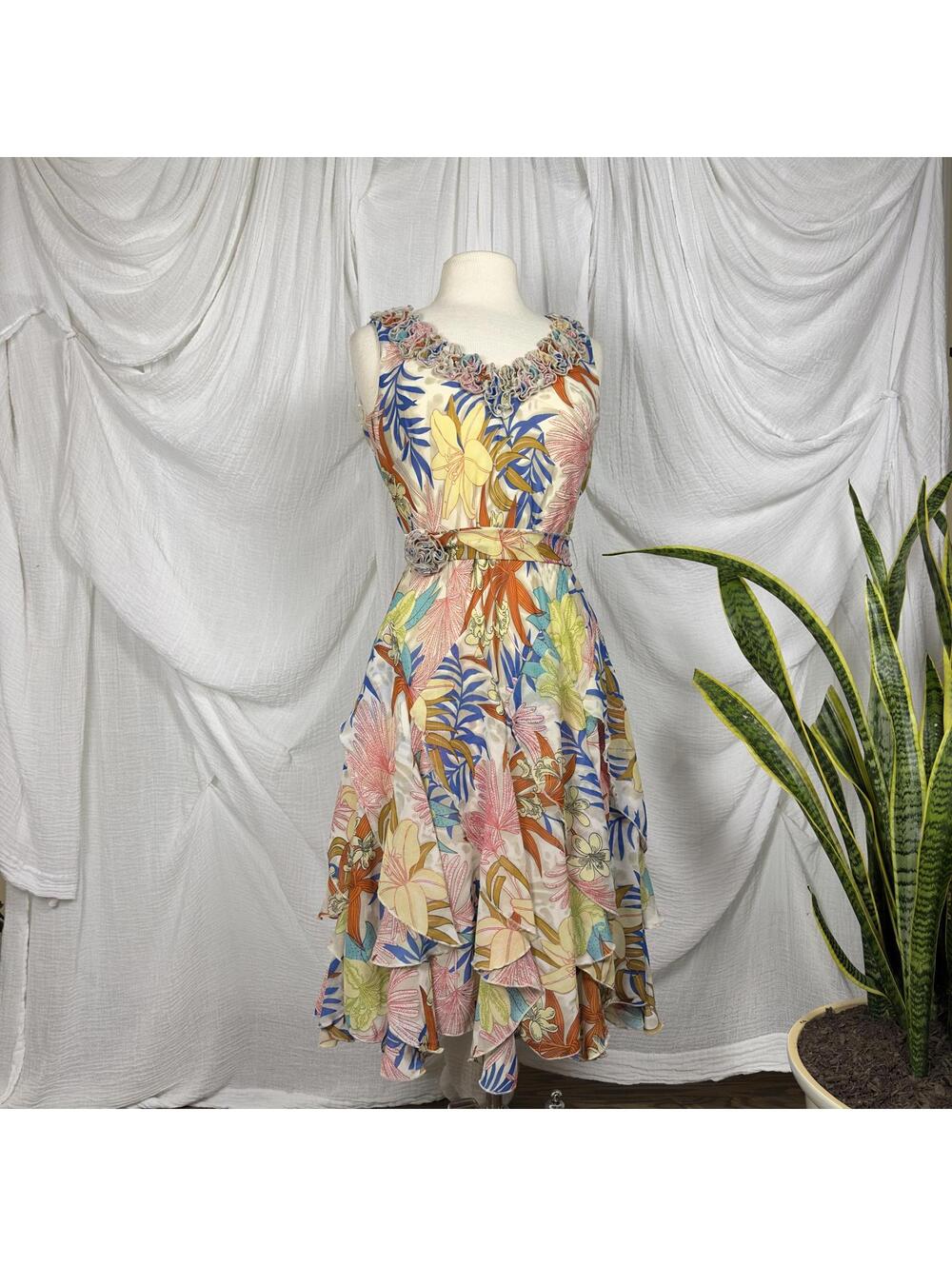 Vintage Indie Whimsy Bethany Floral Sleeveless Dress Size 4
